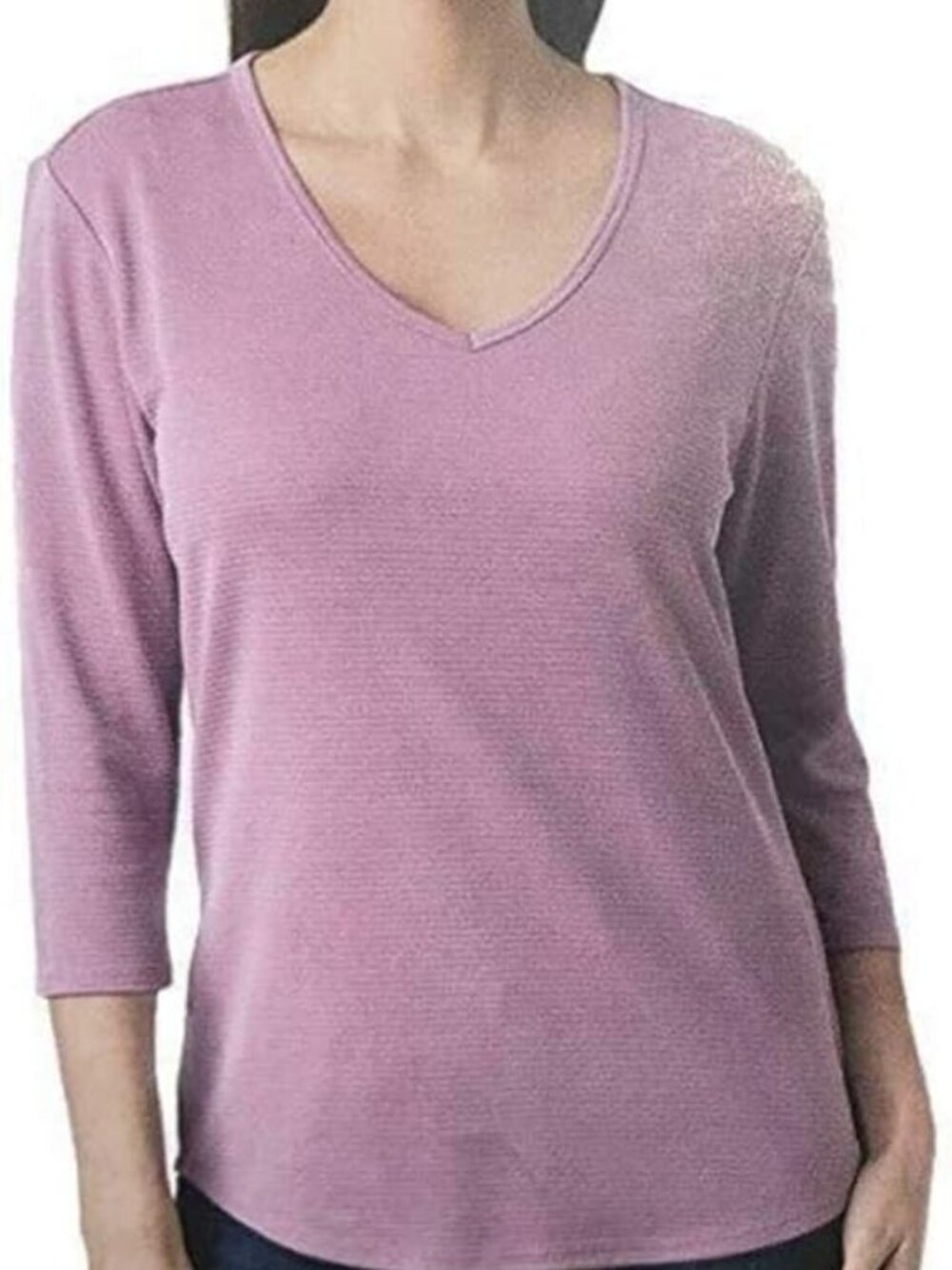 NWT Seg'Ments sz Large 3/4 sleeve rose V-Neck shirt